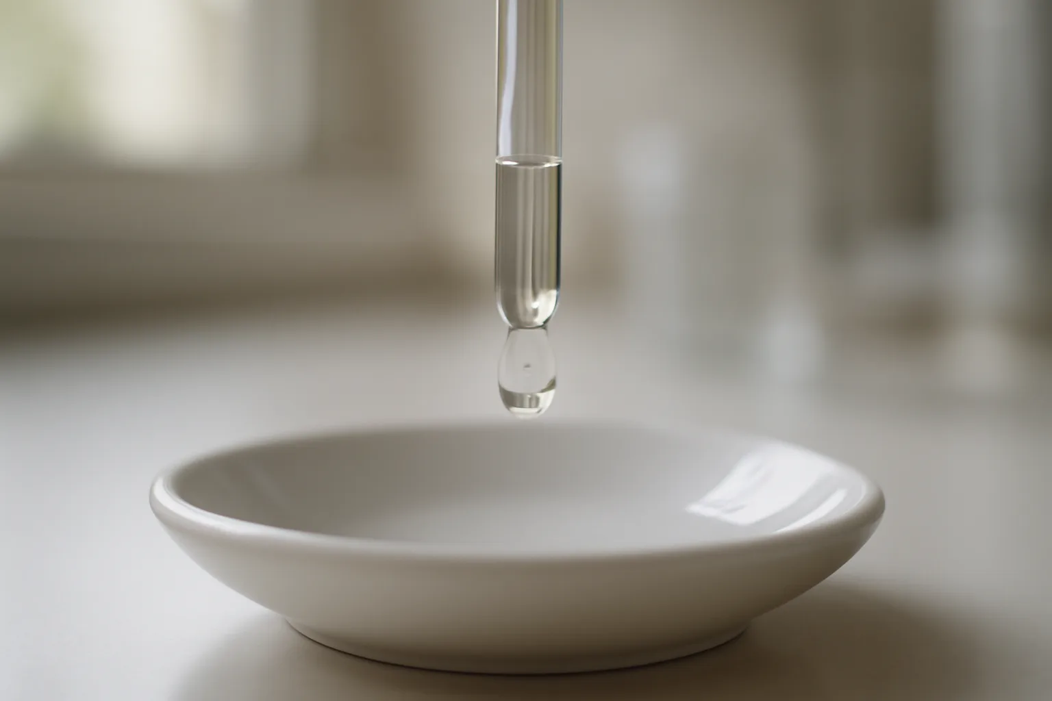 Glass dropper with liquid drop for Semax nasal administration dosing