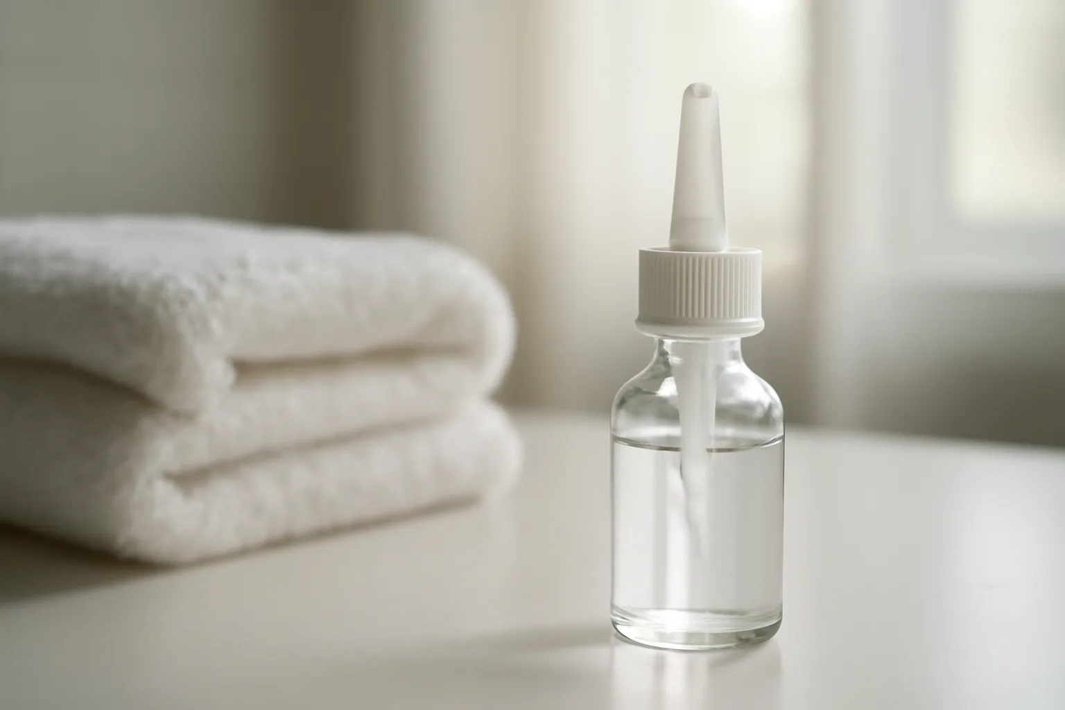 Semax nasal spray bottle on countertop representing intranasal peptide administration