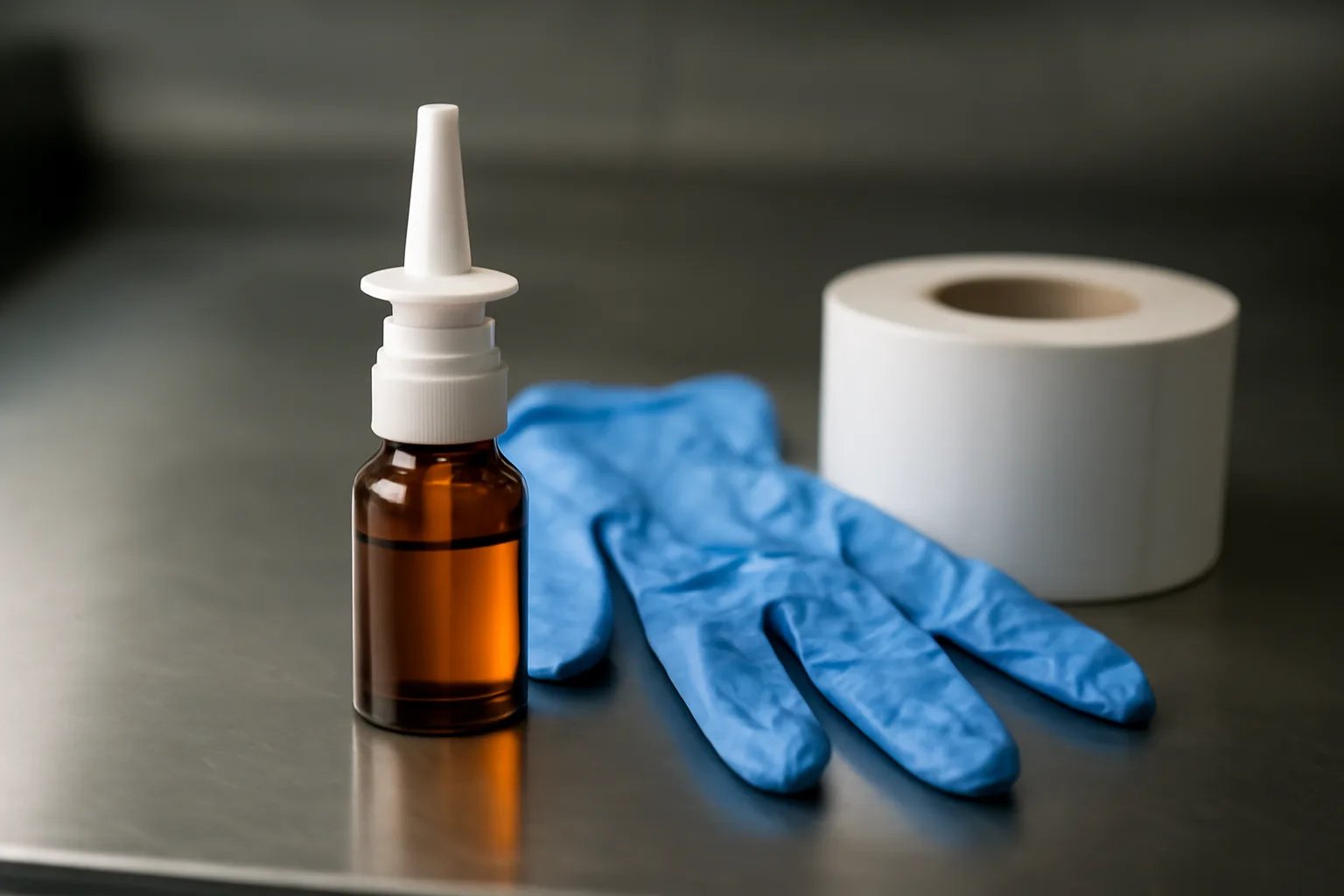 Amber nasal spray bottle on a pharmacy counter, representing Semax cost and sourcing