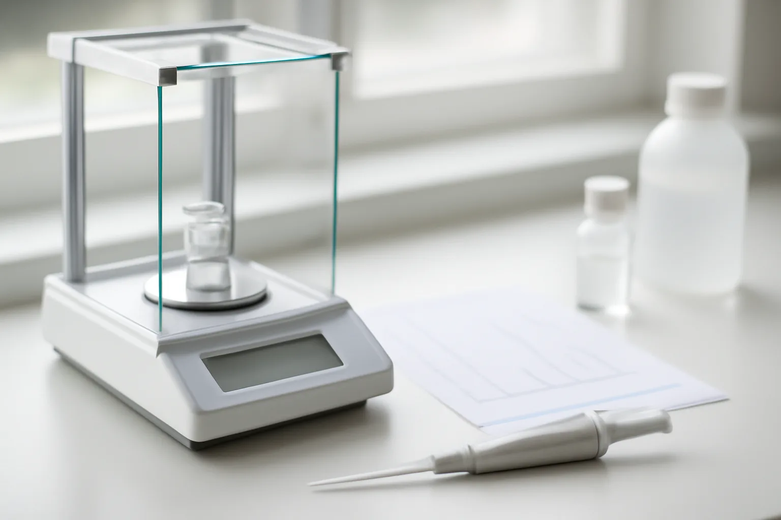 Analytical testing setup for peptide purity analysis with chromatography results